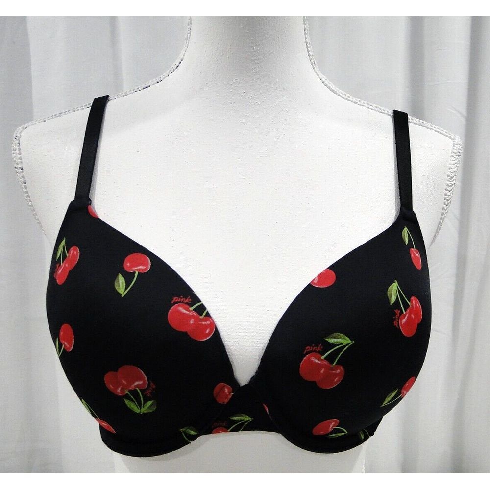 Pink By Victoria's‎ Secret 34D Wear Everywhere T-Shirt Lightly Line Black FS